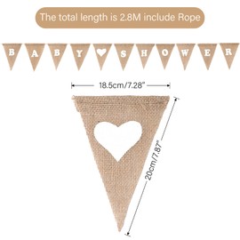 G2PLUS BABY SHOWER Linen Bunting - 9 Feet Hessian Flag Banner - Rustic Burlap Garlands with 10PCS Jute Triangle Pennants - Vintage Cloth Shabby Chic Decoration for Baby shower