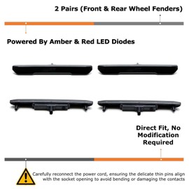 iJDMTOY Dark Smoked Lens Amber/Red Full LED Wheel-Well Fender Side Marker Light Kit Compatible With GMC 2020-up Sierra 2500 3500 HD, 23-up Canyon, Powered by 180-SMD LED, Replace OEM Sidemarkers