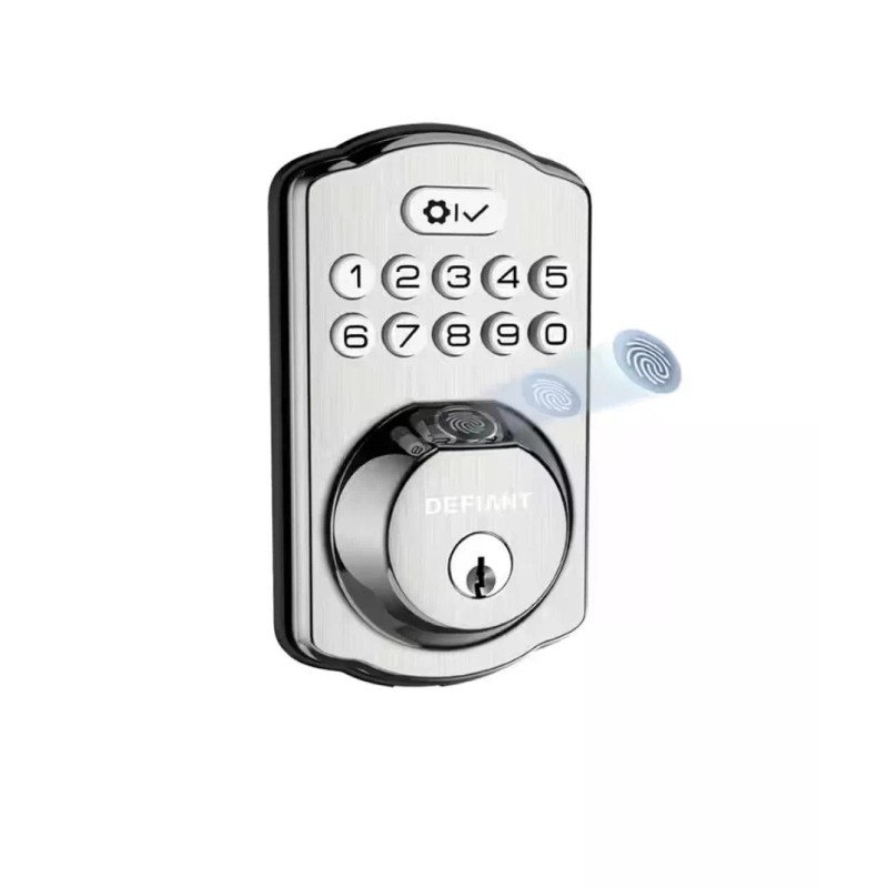 DEFIANT Electronic Deadbolt, Keyless Door Entry Biometric Fingerprint Keypad