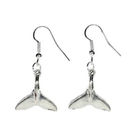 Miniblings Whale Fin Earrings Pendant Whale Fin Fish Sea Whale Dolphin Handmade Fashion Jewellery I Earrings Silver Plated, Metal Cotton