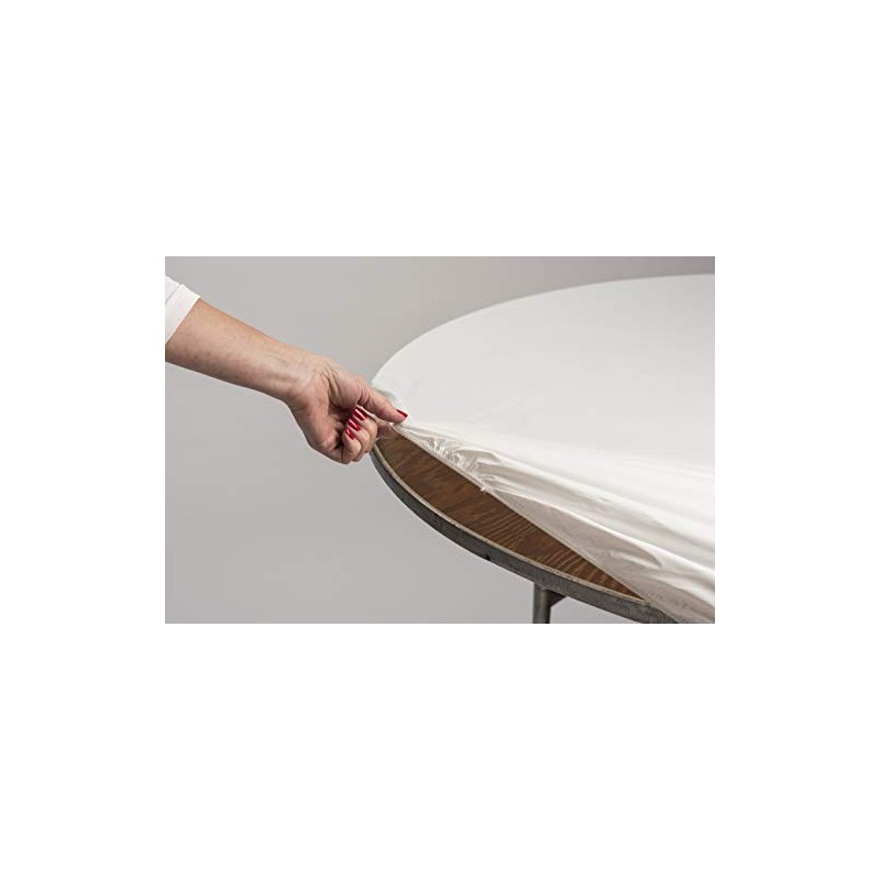 Kwik-Covers 72" Round Fitted Plastic Table Covers, Bundle of 5