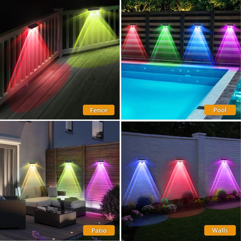 SunFlickt Solar Fence Lights Outdoor 16-Pack | IP67 Waterproof Solar