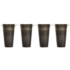Hosley Set of 4 Metal Vases with Zinc Finish 9 Inch High Ideal Gift for Wedding Special Occasion Home Office Dried Floral Arrangements