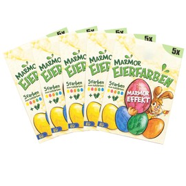 com-four® 25 x Egg Colours Marble Effect - Liquid Egg Colours for White and Brown Eggs - with Special Gloves for Great Marbling - Easy Eggs Cold Dyeing (Pack of 25 - Marble)