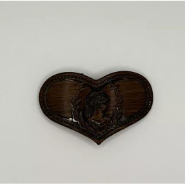 Unbranded Heart Shaped Faux Wooden Barrette with Vintage Woman Design