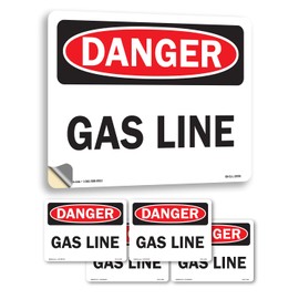 Gas Line OSHA Danger Vinyl Decal Label 14 Inch x 10 Inch - 5 Pack