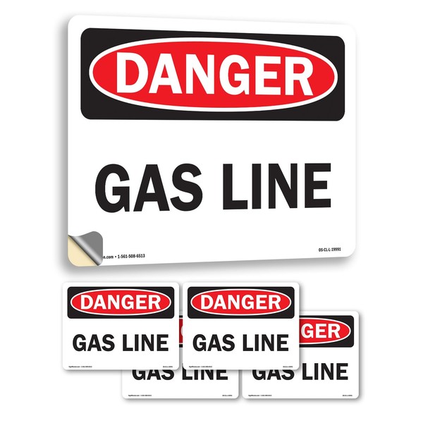 Gas Line OSHA Danger Vinyl Decal Label 14 Inch x