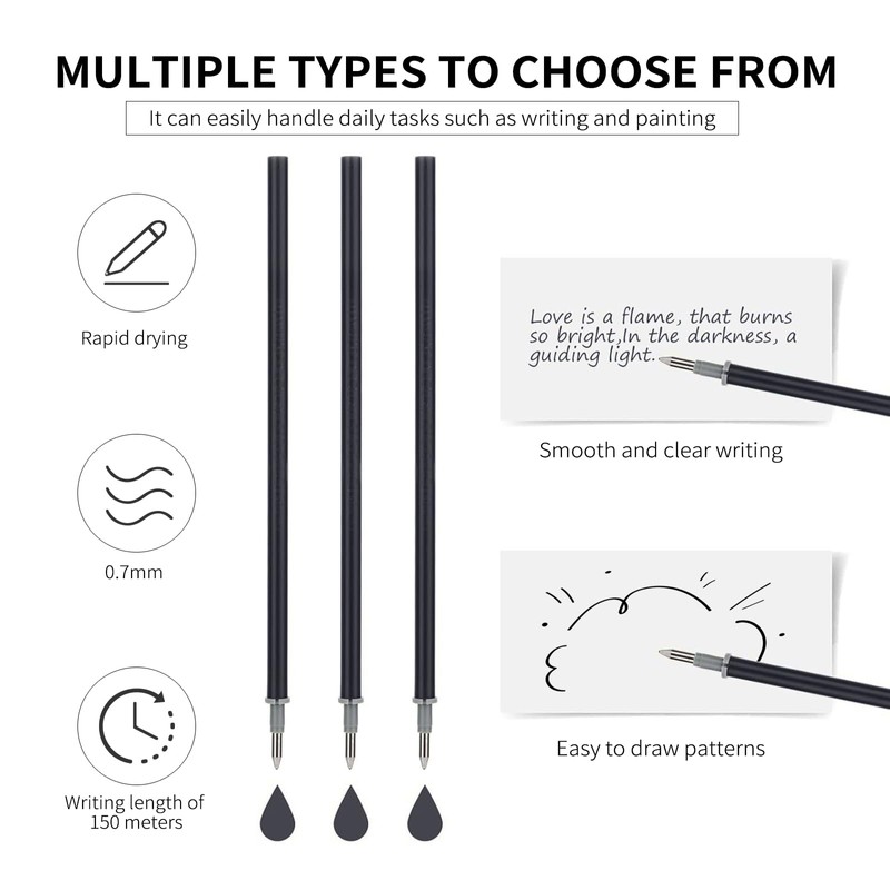Littleboyn 15 x Erasable Refills, Black, Compatible with Legami, Easy