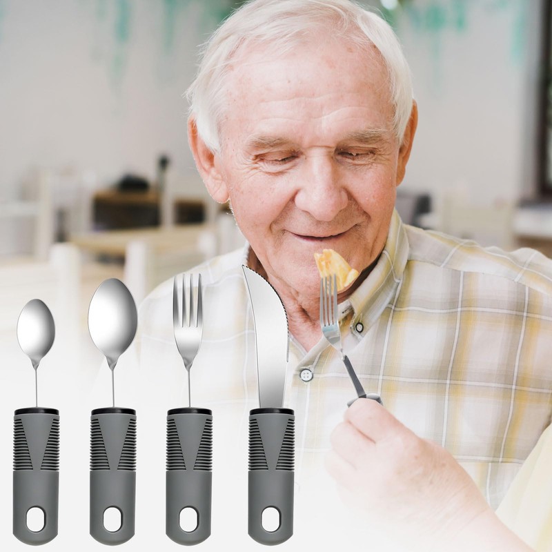 Extra Wide Handles Easy Grip Cutlery Set of 4 Disability