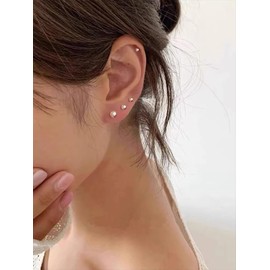 Sterling Silver Stud Earrings for Women Hypoallergenic Stud Earrings Set 3 Pairs Ball Earrings Studs for Women Men Jewelry Gift