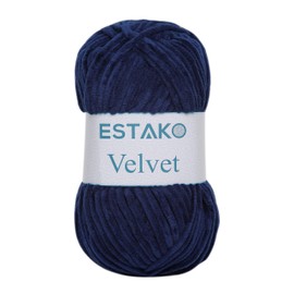 Estako Velvet Chenille Blanket amigurumi Yarn for Crocheting and Knitting Super Bulky 100 gr (132 yds) (1210 - Navy Blue)