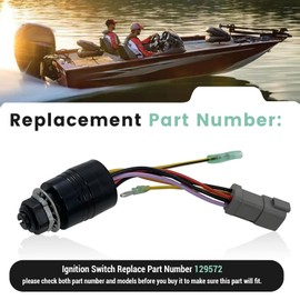 129572 Ignition Switch with 2 Key, 3 Position 6 Wire Connectors, Compatible with Tracker Boats