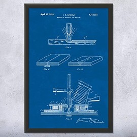 Framed Arc Welding Print, Metal Worker, Welder Gift, Welding Decor, Shop Class Art, Workshop Decor, Construction Worker Blueprint (8x10)