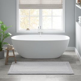 Madison Park Splendor Reversible 100% Cotton Tufted Bathroom Rug-3000 GSM Hotel Quality Luxurious Plush Medium Pile Bath Mat Absorbent, Quick Dry, Shower Room Décor, 24x60 Grey