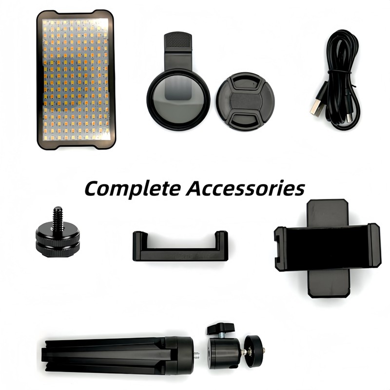 CPL Polarizer Filter & Adjustable Phone Light Tripod Set, Rechargeable