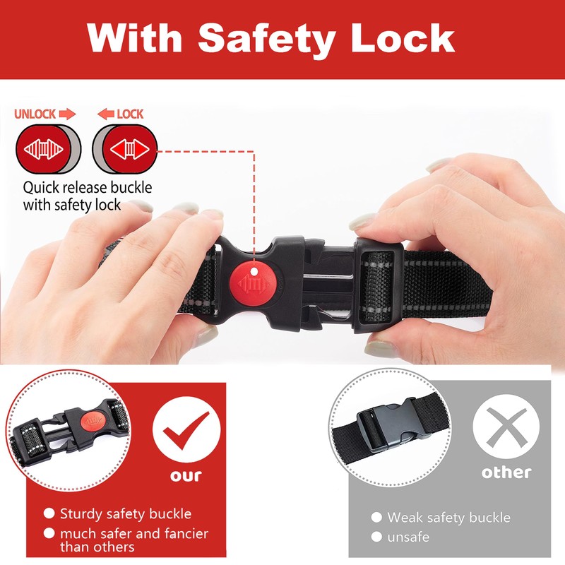 Reflective Nylon Dog Collar with Safety Buckle, Adjustable Pet Collars