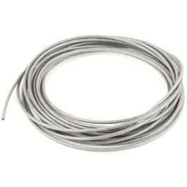 Clear Vinyl Coated Wire Rope 304 Stainless Steel Cable 3/16" Thru 1/4" 7x19-100 ft Coil for DIY Cable Decking Railing System, Marine Grade