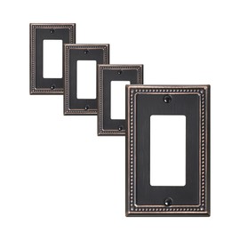 TREEWELL 4-Pack Decorator Outlet Cover Plate, Decorative Switch Plates and Outlet Covers, Aged Bronze Metal Wall Plates for Electrical Outlets, Receptacle, GFCI Outlet, Dimmer Switch
