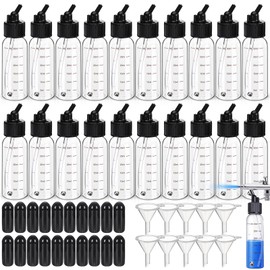 Singhoow 20 Set Airbrush Siphon Bottles 30cc Jars Plastic Paint Containers
