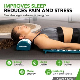 Tunturi Acupressure Mat with Cushion - Acupuncture Mat - Spiked Mat for Back, Neck, Foot, Full Body - 2-in-1 Nail Mat Acupressure Mat - Anti Stress - 68 x 42 x 2 cm - Petrol Blue