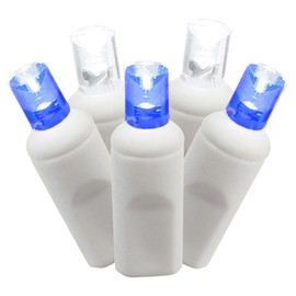 Vickerman Set of 50 Blue and Pure White Commercial Grade LED Wide Angle Christmas Lights - White Wire