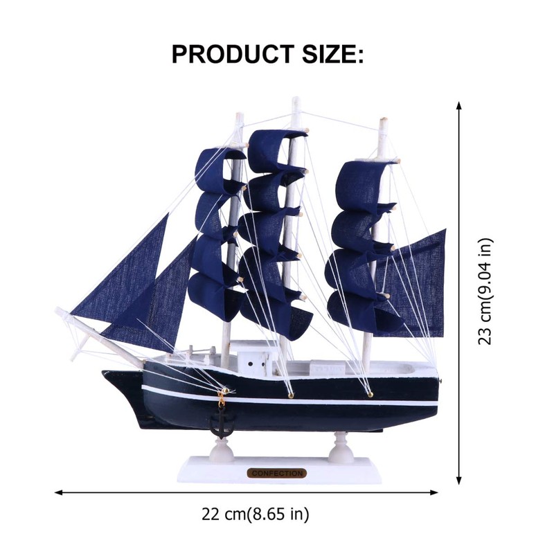 VOSAREA 24 cm Sailing Boat Model Wooden Sailing Ship Model