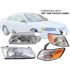 Auto Parts Avenue APA Replacement Head Light and Corner Turn Signal Lamp for 1997 1998 1999 Camry 4 Piece Combo Set with Driver Left and Passenger Right Side