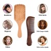 Mololan Kit De Peines De Sándalo Natural Desenredar Cabello Rizado