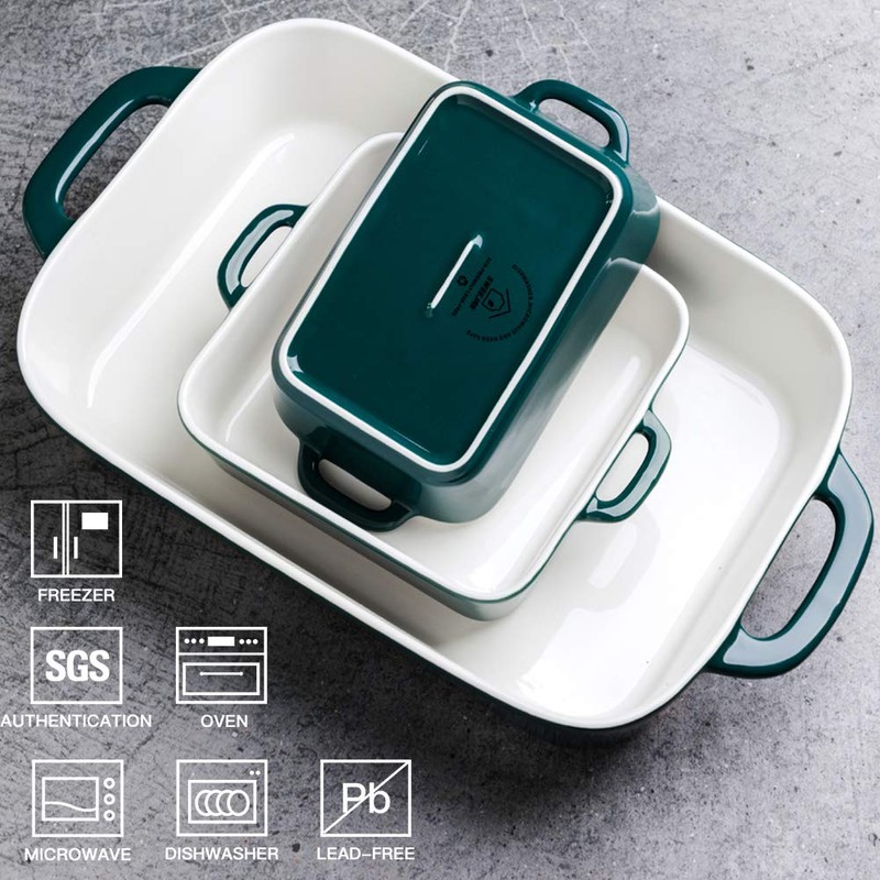 Sweejar Ceramic Bakeware Set, Rectangular Baking Dish for Cooking, Kitchen,