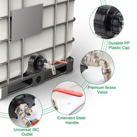 TYBYBB IBC Outlet Tap IBC Tank Accessories IBC Tap 3/4 Inch Hose Connection, IBC Adapter S100 x 8/S60 x 6 Coarse Thread, IBC Ball Outlet Valve for 1000L IBC Container Water Tank Rain Butt