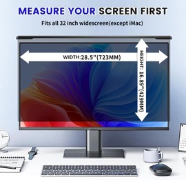 ZCAZY Hanging 32 Inch Computer Privacy Screen Filter, Hanging Computer Screen Privacy Cover, Compatible with, 32 Inch 16:9 Widescreen Monitors, Protect Eyes from Glare and Blue Light