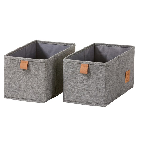 LOVE IT STORE IT Premium Drawer Box 2-Piece - Fabric Wardrobe Organiser - Set of Two Small Boxes - Grey - 15 x 30 x 15 cm