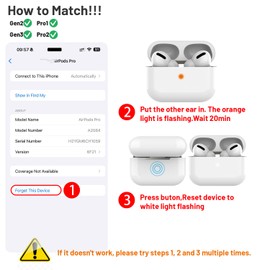 A2931, A2698, A2699 Single Left Side Earbud Replacement for Air Pro 2nd Gen, Compatible with Original Pro 2 A2700 Charging Case with Lightning Port Ear Cushion