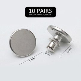 TAFACE 10 Pairs Magnetic Curtain Buttons, Magnetic Curtain Clips, Curtain Fasteners, Removable Shower Curtain Weight Clips, Suitable for Curtains, Shower Curtains, Table Cloths (17mm)