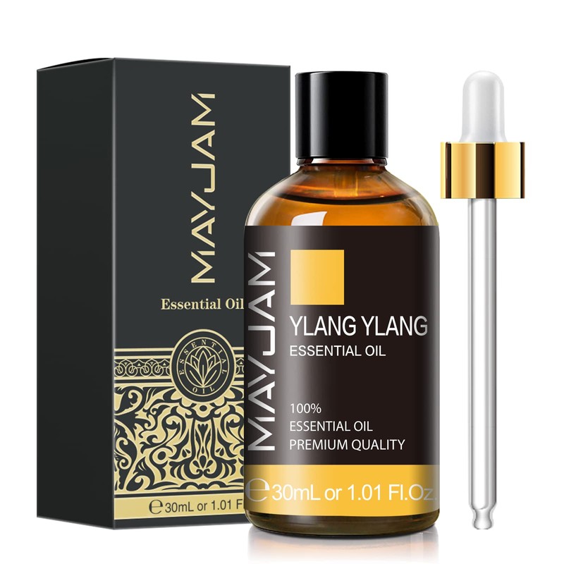 MAYJAM Ylang Ylang Essential Oil with Glass Dropper, MAYJAM 1.01fl.oz