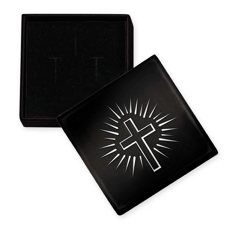 CLEVER SCHMUCK Set Silver Large Men's Cross 32 mm Inside