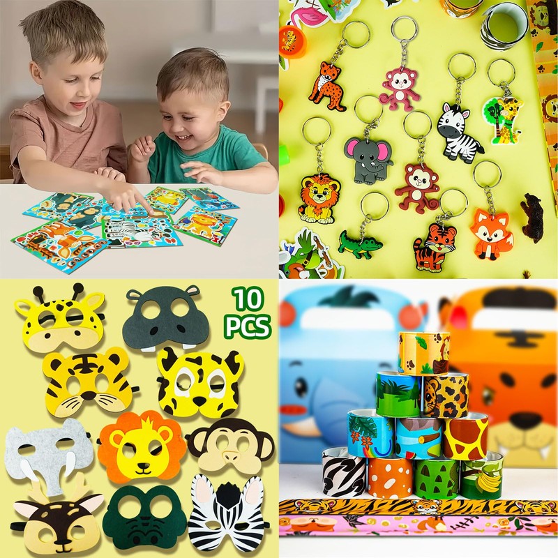Kooterfun 140Pcs Jungle Safari Party Favors Set for Kids Birthday