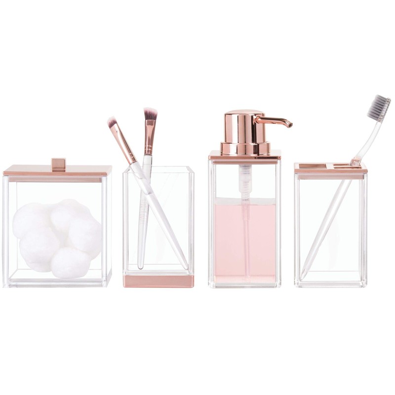 InterDesign 歯ブラシスタンド ホルダー 洗面所 Clarityクリア ローズゴールド 41288EJ