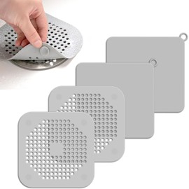DASKING 4PCS Tapón de Silicona para Desagüe de Suelo, Protector de Drenaje, Bloquear el Olor Cubierta de Desagüe de Ducha, Tapa de Drenaje de con Ventosas Fuertes, para baño, bañera, Cocina
