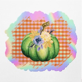 Holographic Decal Stickers of Fall Pumpkin Premium Waterproof Vinyl Decal Stickers for Laptop Phone Accessory Helmet Car Window Mug Tuber Cup Door Wall Decoration ANDVER3g9463aHO