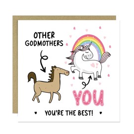 RED OCEAN Funny Card For Godmother Thank You Card For Godmother Birthday Unicorn With Envelope Best From Goddaughter Godson Birthday Cards Women Her