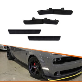ADIIL 4x LED Smoked Lens Side Marker Lights Replacement for 2018-22 Dodge Challenger Widebody Clear LED Front Rear Fender OEM Fit Sidemarker Lamps