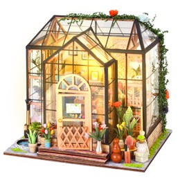 DIY Miniature House Dollhouse with Furniture: Wooden Greenhouse Kitchen Kits with Light, 3D Puzzles Mini Wooden House Model Miniature Furniture Diorama Birthday Gifts for Adults Children 14