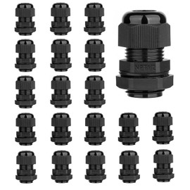 AMPELE 20 Pack 1/2'' NPT Cable Gland Waterproof Adjustable 6-12mm/0.24-0.47inch Nylon Cable Glands Joints with Gaskets (1/2", 20 Pack)