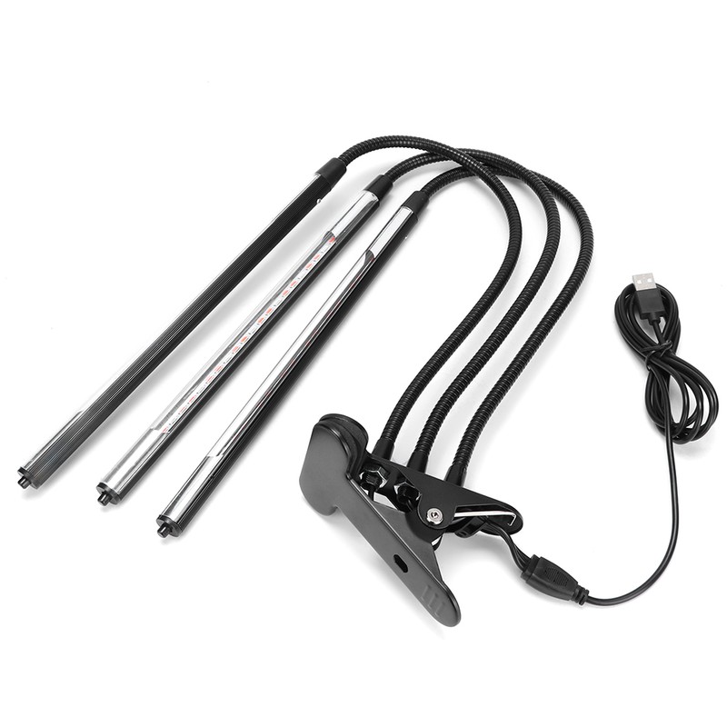 27w 3 Tube USB LED Grow Light with Clip Base
