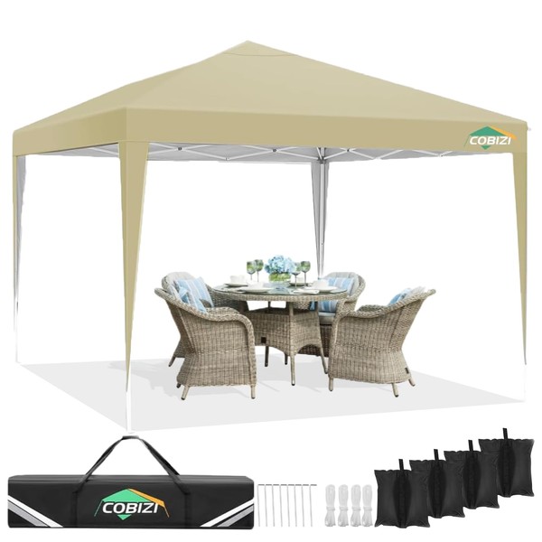 COBIZI 10x10 Ez Pop Up Canopy Tent, UPF 50+ Waterproof