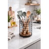 Eden & Willow Rustic Metal Cutlery Holder Basket with Wooden