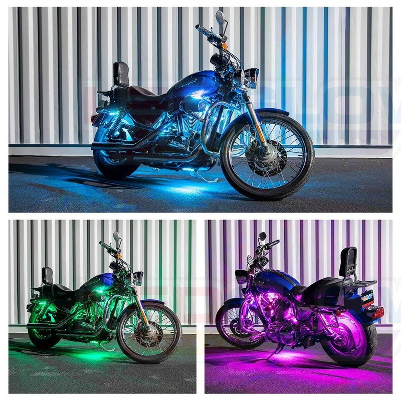 LEDGlow 8pc Million Color Flexible Motorcycle LED Lighting Kit -