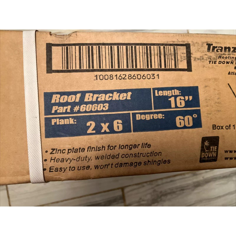 Tranzsporter 16 In. 2x6 60 Degree Fixed Roof Bracket 60603