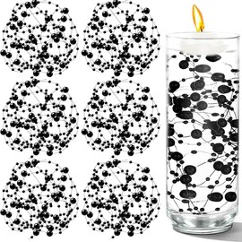 100 PCS Artificial Floating Beads for Centerpieces Vases, Black 8+3mm String Beads for Wedding Party Faux Pearl String for Decorating, String Pearls for Crafts Vase Filler